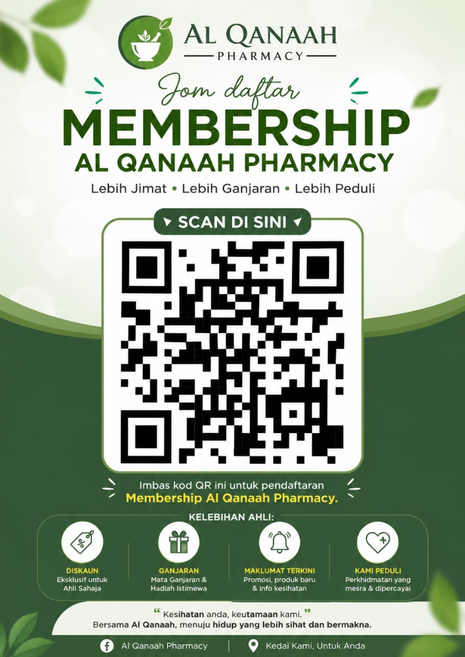 Poster pendaftaran Membership Al Qanaah Pharmacy